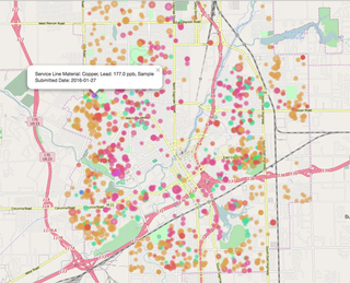 An interactive map shows the known status of all the city’s pipes and can guess the status of ones without data. Image: Michigan Data Science Team